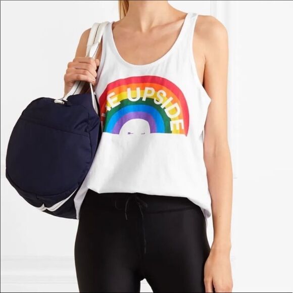 The Upside White Large Rainbow Logo Pride Oversized Workout Tank Top 8 M - Picture 2 of 9